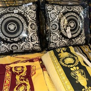 Versace Baroque Crete De Fleur Pillows x 2 NIB and King Sheets